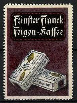 Reklamemarke Feinster Franck Feigen-Kaffee, zwei Kaffeepackungen