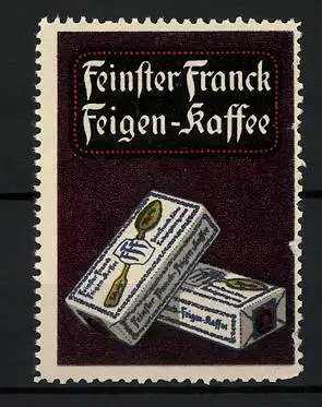 Reklamemarke Feinster Franck Feigen-Kaffee, zwei Schachteln Kaffee
