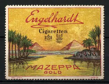 Reklamemarke Mazeppa Gold, Engelhardt Cigaretten, ägyptische Landschaft