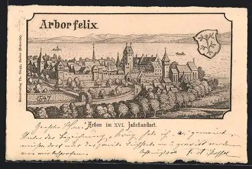 Künstler-AK Arbon, Ortsansicht im XVI. Jahrhundert