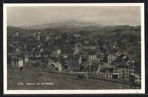 AK Herisau, Stadtansicht mit Säntiskette
