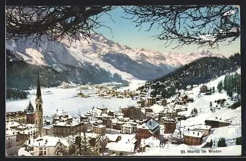 AK St. Moritz, Totalansicht im Winter