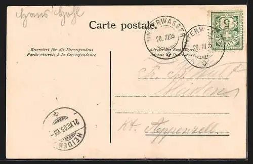 AK Unterwasser, Ansicht mit den Churfirsten