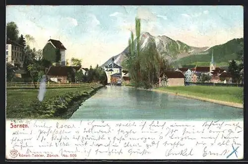 AK Sarnen, Blick auf den Ort mit Kirche