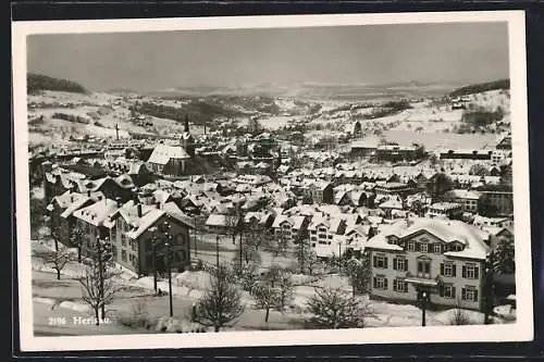 AK Herisau, Totalansicht mit dem verschneiten Ort