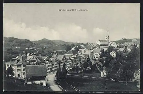 AK Schwellbrunn, Ortsansicht aus der Vogelschau