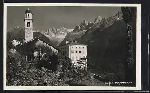 AK Soglio, Teilansicht mit Kirche und Bondascagruppe