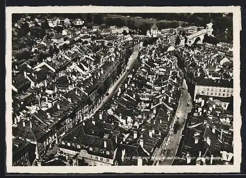 AK Bern, Blick vom Münster auf die Altstadt und Nydeckbrücke