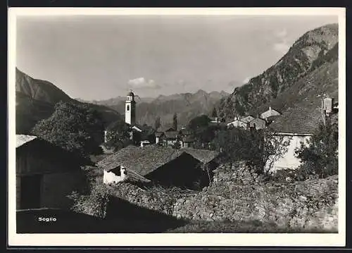 AK Soglio, Ortsansicht aus der Vogelschau