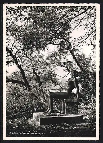 AK Zürich, Skulptur am Utoquai