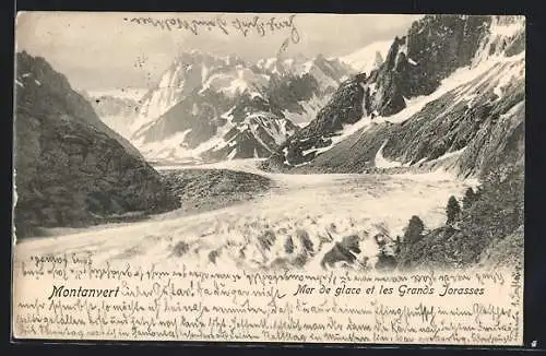 AK Montanvert, mer de glace et les Grands Jorasses, Gletscher