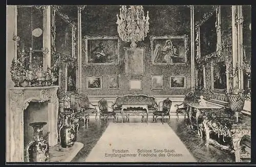 AK Potsdan, Empfngszimmer Friedrich des Grossen im Schloss Sanssouci