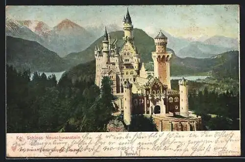 AK Königliches Schloss Neuschwanstein mit Gipfelpanorama