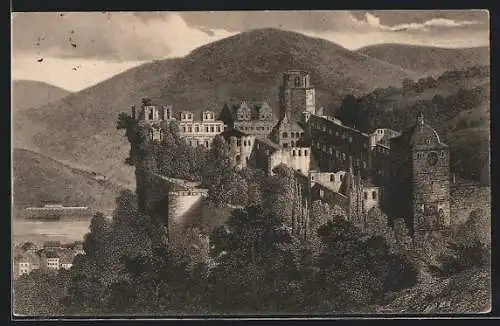 AK Heidelberg, Das Schloss vom Friesenweg gesehen