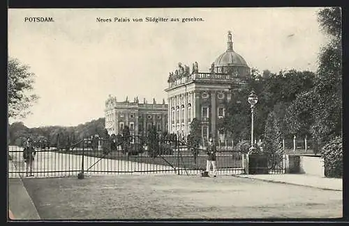 AK Potsdam, Neues Palais vom Südgitter gesehen