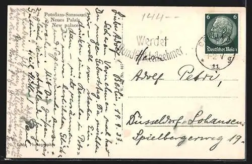 AK Potsdam-Sanssouci, Neues Palais