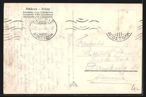 AK Athen, Akropolis mit Lykabettos