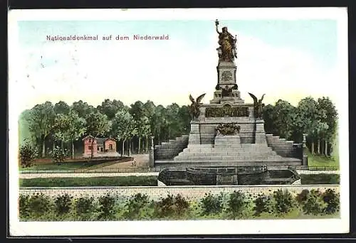 AK Niederwald, National-Denkmal, Frontalansicht