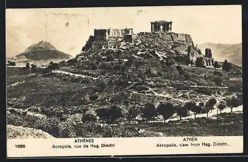 AK Athen, Akropolis, view from Hag. Dimitri