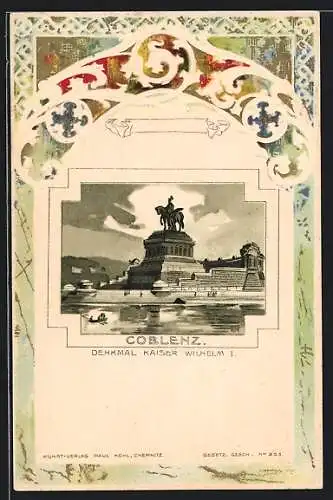 Künstler-AK Coblenz, Denkmal Kaiser Wilhelm I.