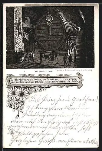 Künstler-AK Heidelberg, Das grosse Fass im Schloss