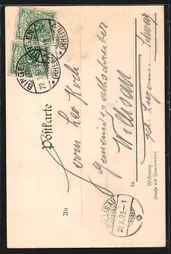 Lithographie Niederwald, National-Denkmal