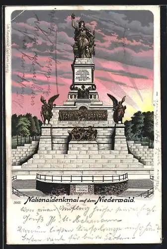 Lithographie Nationaldenkmal auf dem Niederwald