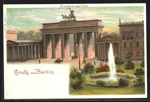 Lithographie Berlin, Blick zum Brandenburger Thor