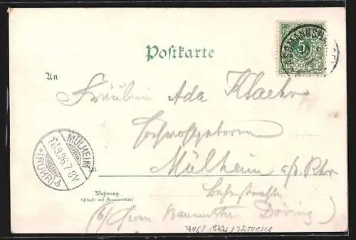 Lithographie National-Denkmal auf dem Niederwald