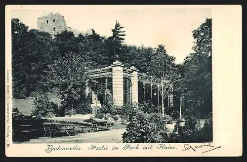 AK Badenweiler, Park mit Ruine