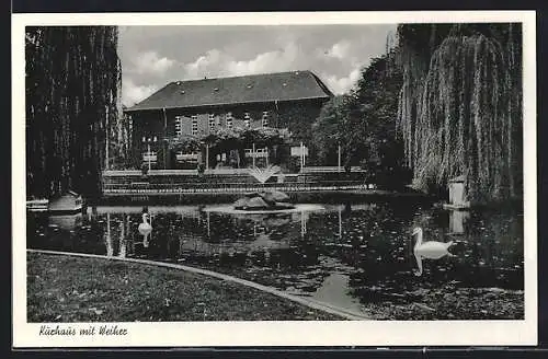 AK Bad Vilbel b. Frankfurt, Kurhaus mit Weiher