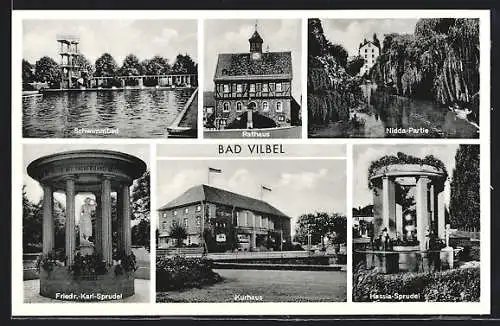 AK Bad Vilbel, Schwimmbad, Rathaus, Kurhaus