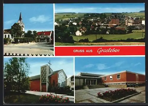 AK Grasleben, Totalansicht, Kirche