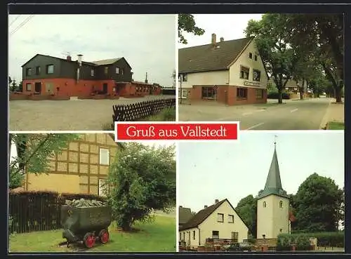 AK Vallstedt, Gasthaus, Kirche, Gebäudeansicht