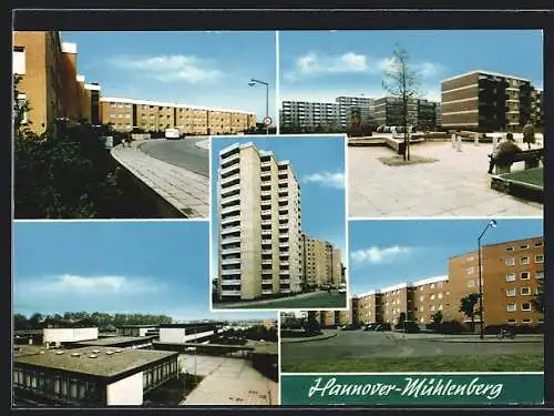 AK Hannover-Mühlenberg, Ortspartie, Hochhaus, Strassenpartie