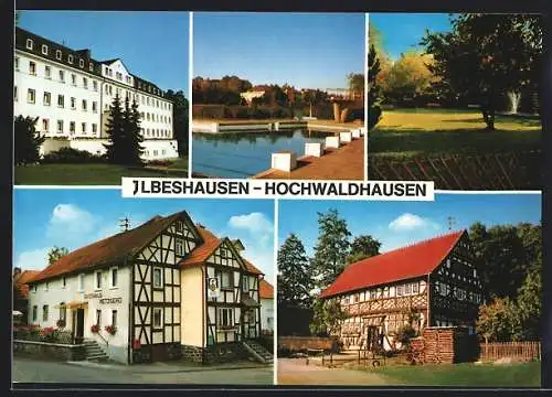AK Ilbeshausen-Hochwaldhausen, Gasthof-Metzgerei Hessischer Hof, Schloss, Fachwerkhaus