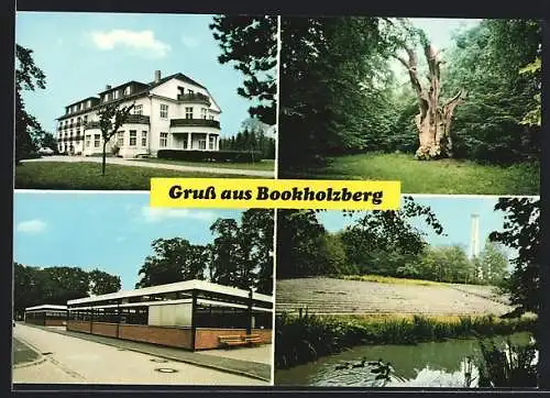 AK Bookholzberg, Ansichten aus der Ortschaft mit Enten im Teich