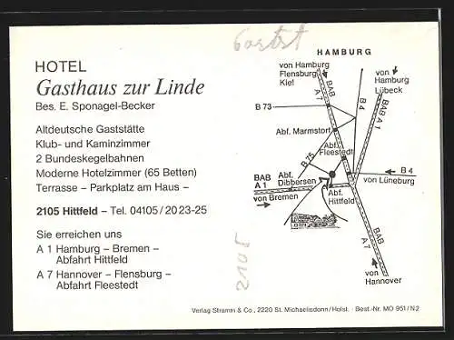 AK Hittfeld, Hotel-Gasthaus zur Linde