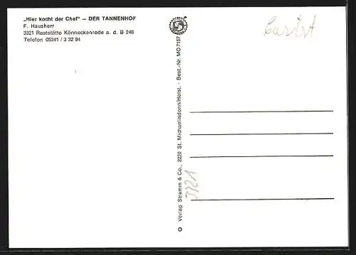AK Könneckenrode, Innenansichten und Aussenansicht der Raststätte Der Tannenhof
