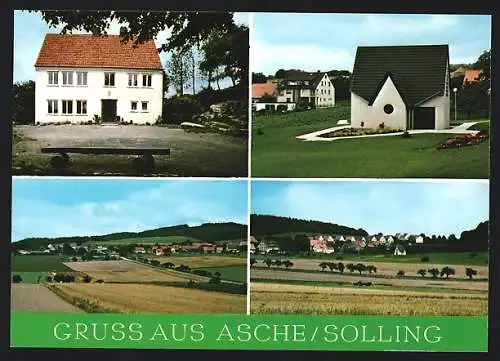 AK Asche /Solling, Teilansicht, Gebäudeansicht, Kirche