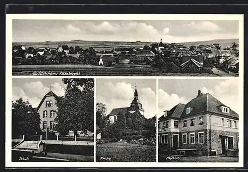 AK Goddelsheim /Waldeck, Schule, Kirche, Molkerei