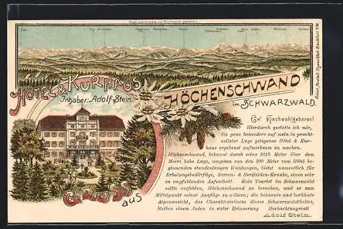 Lithographie Höchenschwand im Schwarzwald, Hôtel & Kurhaus von Adolf Stein