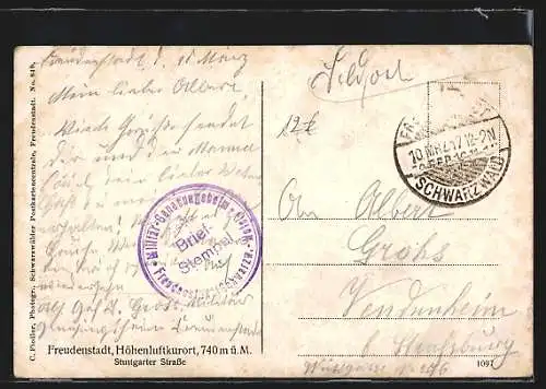 AK Freudenstadt, Stuttgarter Strasse mit Kaufhaus Euler