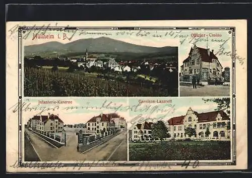 AK Müllheim i. B., Offizier-Casino, Infanterie-Kaserne, Garnison-Lazarett