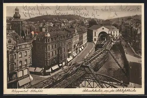 AK Elberfeld, Strasse an der Schlossbleiche, Schwebebahn