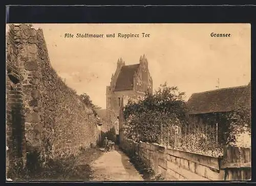 AK Gransee, Alte Stadtmauer und Ruppiner Tor