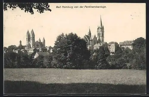 AK Bad Homburg, Blick zur Kirche von der Ferdinandsanlage aus