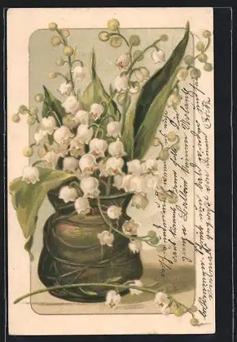 Präge-AK Maiglöckchen in einer Vase