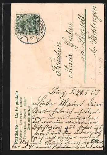 Präge-AK Maiglöckchen in einer Vase