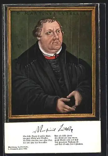 Künstler-AK Martin Luther mit Kirchenlied Ein feste Burg ist unser Gott